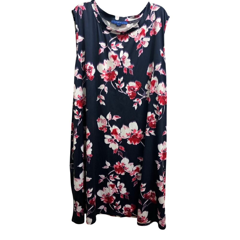 * Apt. 9 Floral Midi Dress Navy Red White Sleeveless Shift size 2X